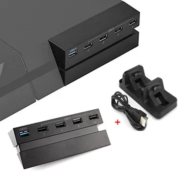 

USB Hub with 3.0 High Speed & 2.0 USB Adapter for Playstation 4 USB Hub Expand Port+PS4 Controller Dual Charging Dock Station
