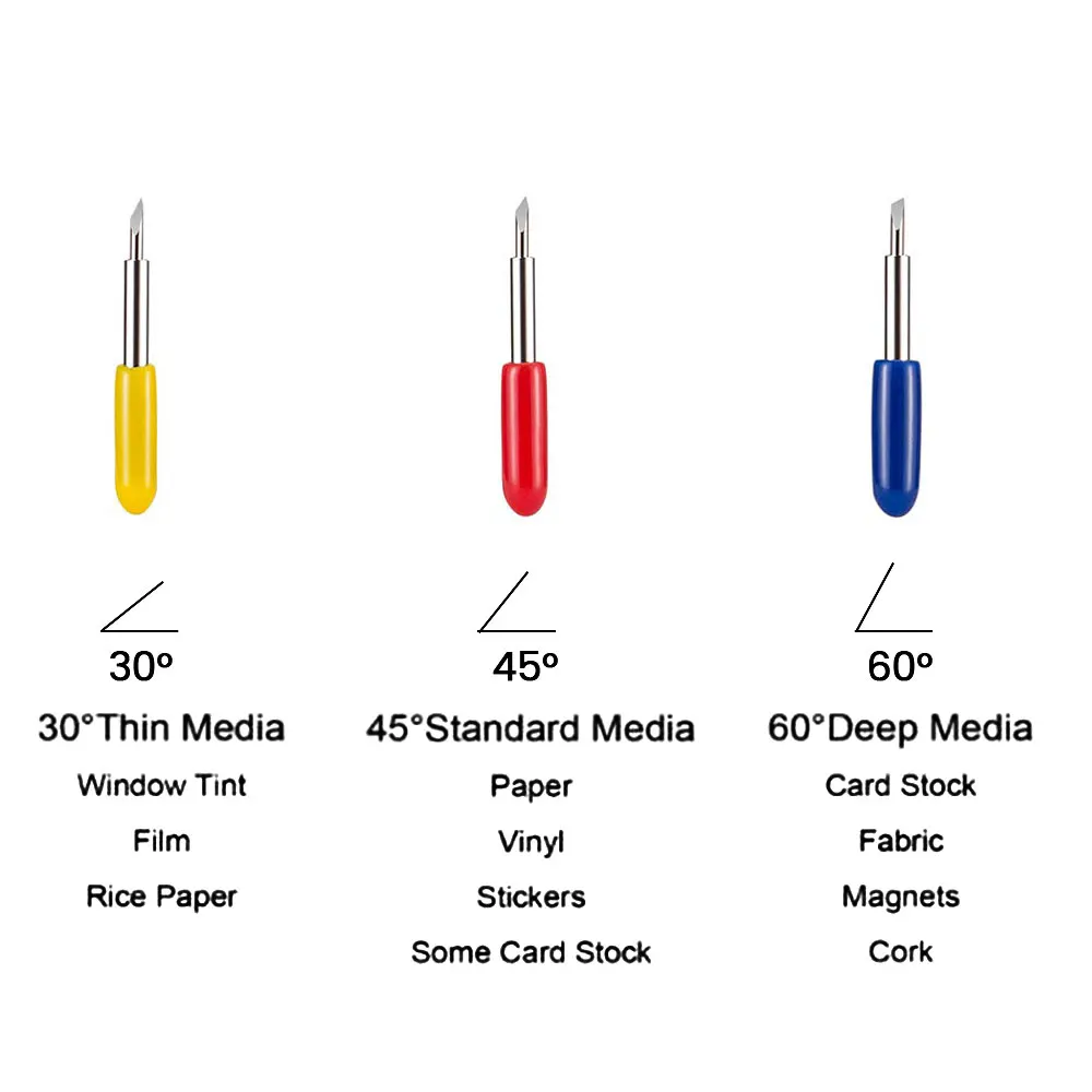 30pcs 30 45 60 Degree Roland Cricut Cutting Plotter Vinyl Cutter Knife Blades Offset
