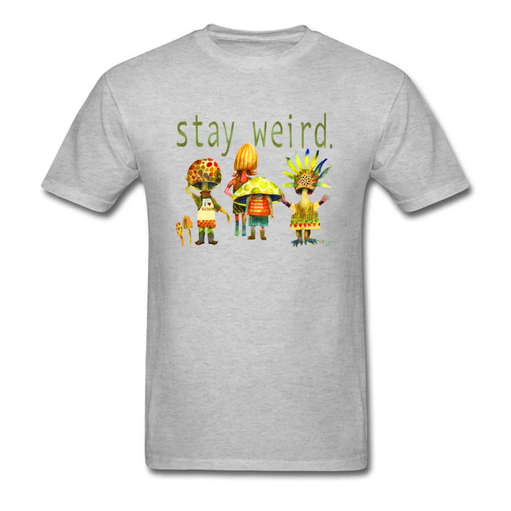  Mens Tshirts Europe Design T Shirt 100% Cotton Crew Neck Short Sleeve Summer Tee-Shirt April FOOL DAY Wholesale Stay Weird Mushroom Heads by dotsofpaint grey