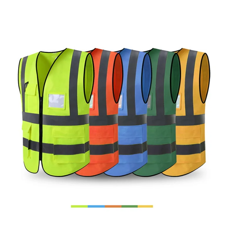 

MJARTORIA Mens Reflective Vest Application Engineering Fluorescent Vest Multi-pocket Traffic Road Safety Protective Clothing