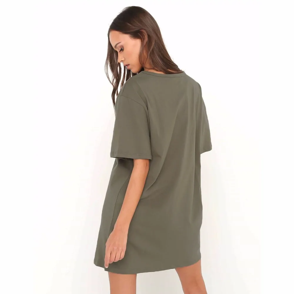 MSSNNG 2018 Sexy V Neck Cotton Summer Dresses Female Solid Casual Loose Dress Women A-Line Mini Vestidos  (7)