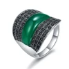 Ajobijou Bijoux Original vert/noir/rouge pierre géométrique Vintage anneaux pour femmes avec strass noir Bijoux ► Photo 3/6