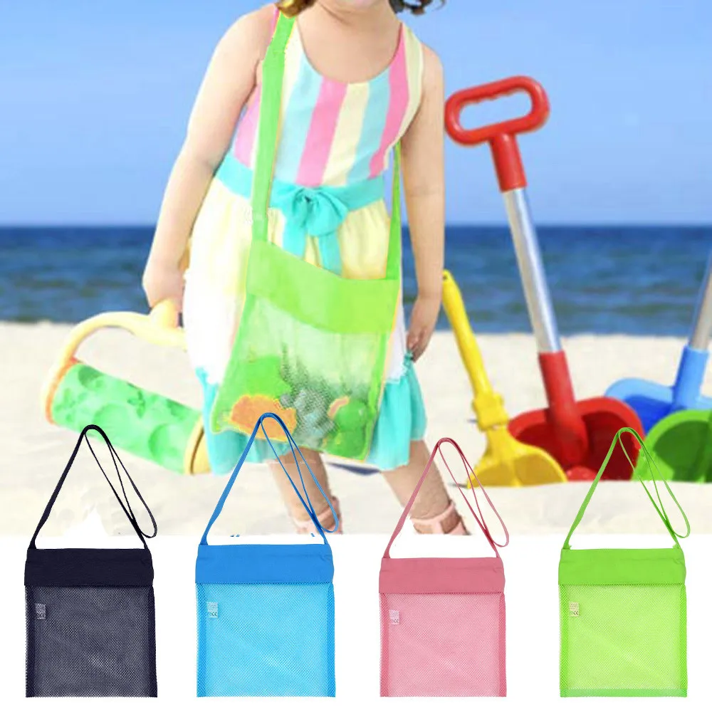 

New Portable Kids Sand Away Mesh Swimming Beach Bag Shell Collection Sandpit Toys Storage Adjustable shoulder strap Durable