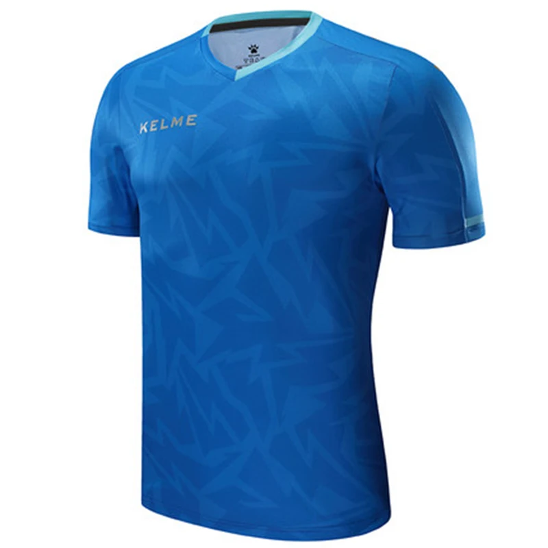 Kelme football training suit men can print quick-drying sweat-absorbent sports short-sleeved t-shirt jersey 3881026 - Цвет: SkyBlue