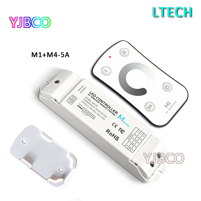 

M1+M4-5A M1 Mini RF wireless led controller with M4-5A CV Receiving single color input DC5V-DC24V;Max 20A output 5A*4CH