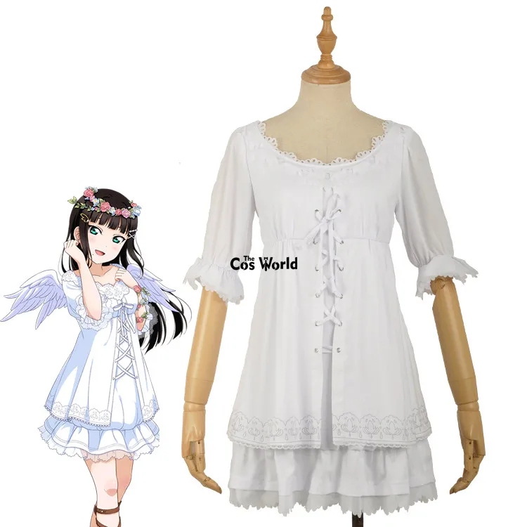 

Love Live Sunshine Aqours Kurosawa Dia Angel Chiffon Dress Uniform Outfit Anime Cosplay Costumes