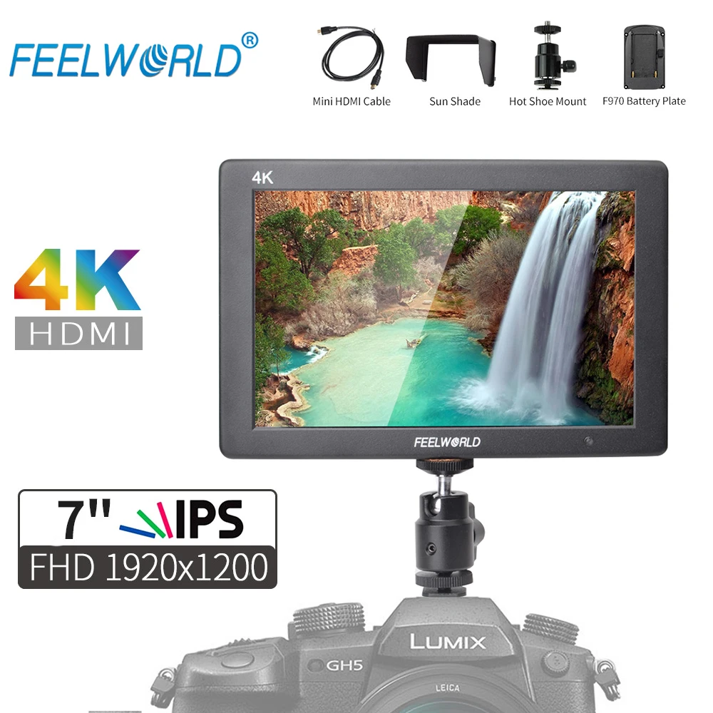 Камера Feelworld T7 7 дюймов IPS Full HD 1920x1200 4K HDMI с твердым алюминиевым корпусом |
