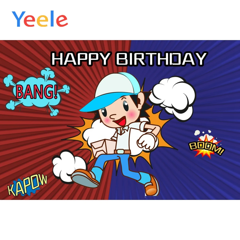 

Yeele Comic Bang Birthday Poster Baby Kid Photography Customized Background Banner Scene Photographic Backdrop For Photo Studio