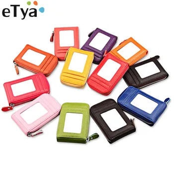 

eTya Men Credit Card Holder Wallet Fashion Genuine Leather Female Card Holder Card Case Money bag Mini Wallet Organizer Purse
