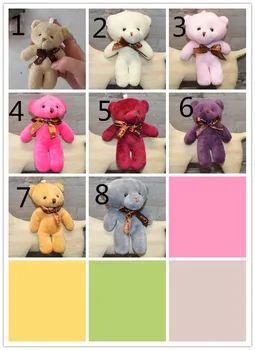 

50pcs colorful Kawaii Small Joint Teddy Bears Stuffed Plush With Chain 12CM Teddy-Bear Mini Bear Ted Plush Toys Gifts