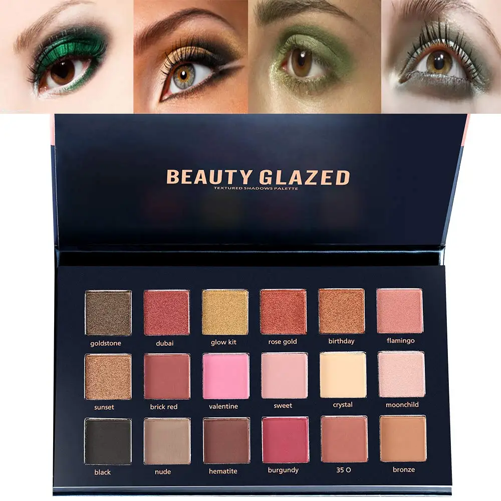 

Beauty Glazed 18Color Makeup Eyeshadow Palette Shimmer Glitter Eye shadow Pallete Long Lasting Pigments Nude Eyeshadow Cosmetics