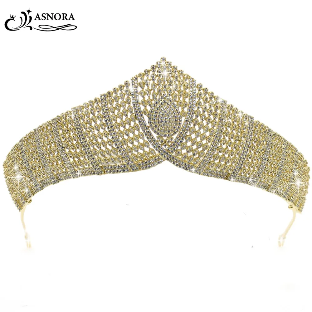 

ASNORA Luxury Wedding Crowns Bridal Tiara de noiva Wedding Hair Accessories Zircon Brides Women Gold Crowns tiara nupcial