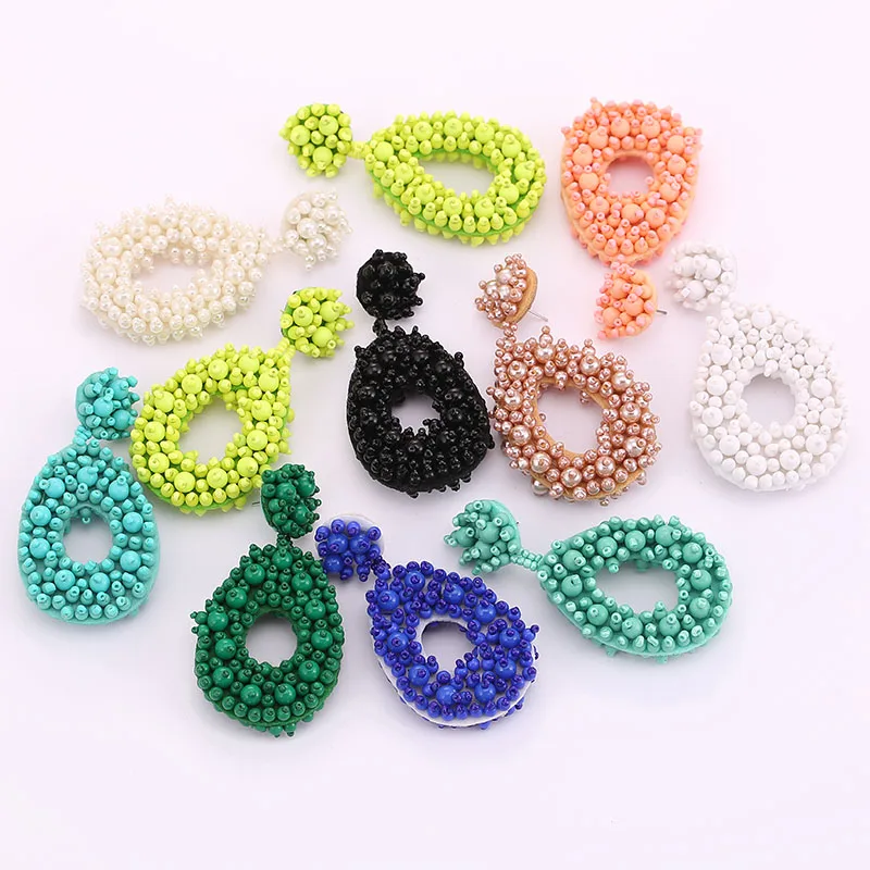 Oorbellen Boho Fashion Beads Drop Earrings For Women Colorful Dangle Statement Earrings Jewelry Christmas Gifts Size (15)