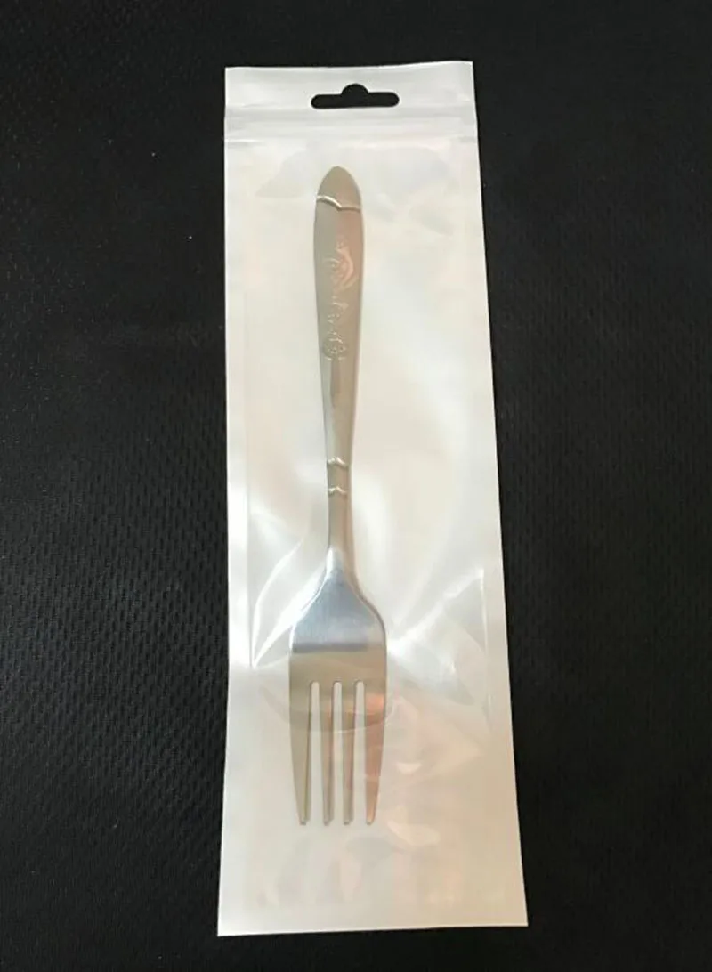

7cmX22.5cm long White/Clear Zipper Plastic Retail Packaging Bags Ziplock Zip Lock Storage Bag Package W/Hang Hole for fork Spoon