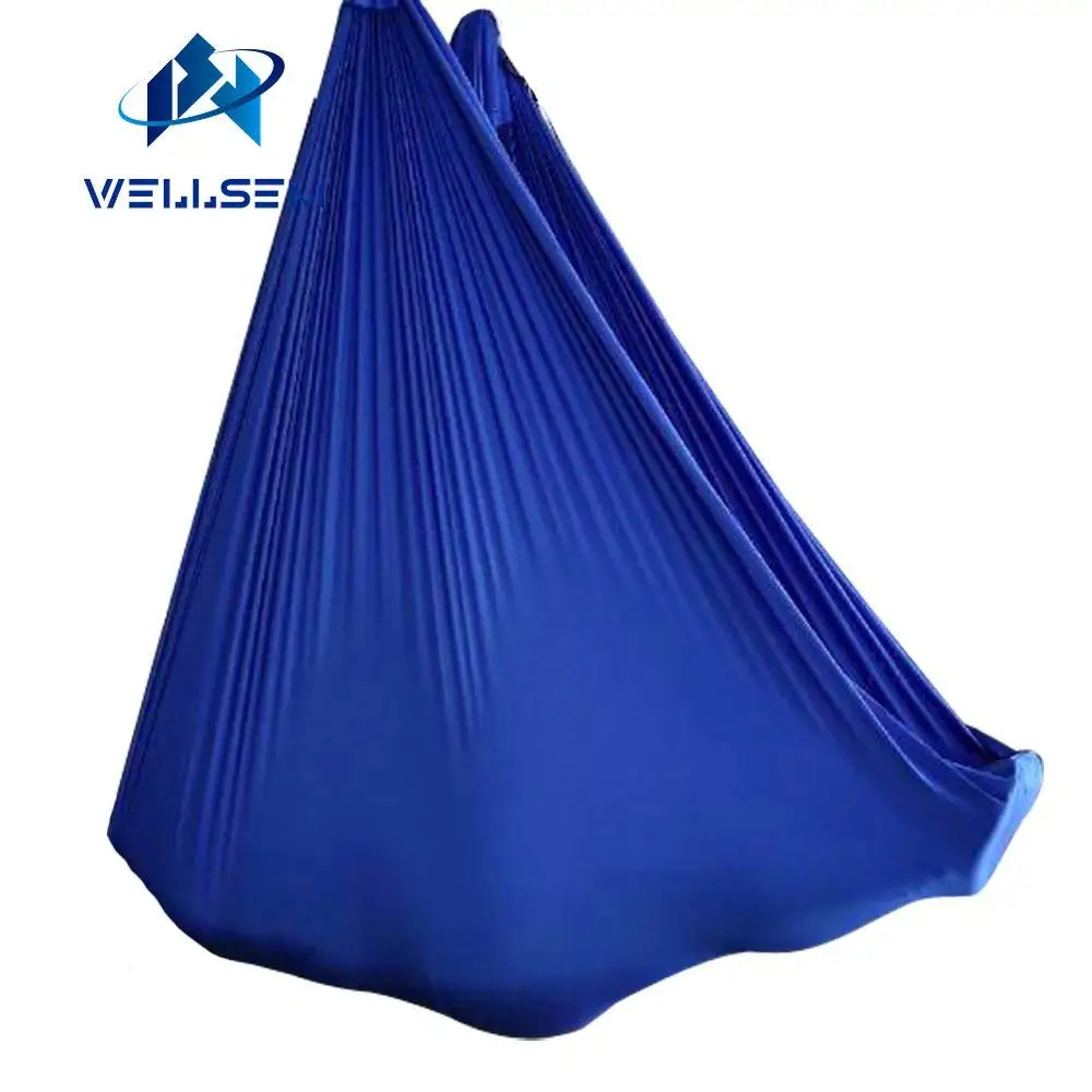 Новые цвета 7 метров ткань летающий Йога-гамак качели трапеции антигравитационная инверсия подвесная растягивающаяся устройство пояса для йоги инструмент Спорта - Цвет: Синий