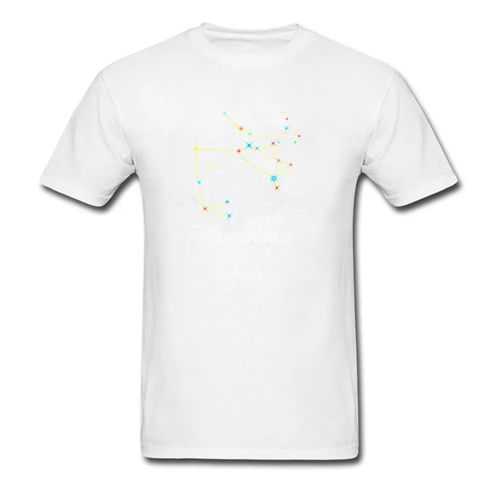 FamilyLeisure Short Sleeve Tees Father Day Brand Crewneck Pure Cotton T-Shirt Men Top T-shirts Zodiac Constellation Sagittarius  Zodiac Constellation Sagittarius white