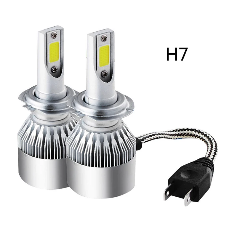 2pcs C6 H7 COB LED 72W 7600LM Headlight Kit Hi/Lo Light Bulb 6500K C6 H7  Headlight - AliExpress