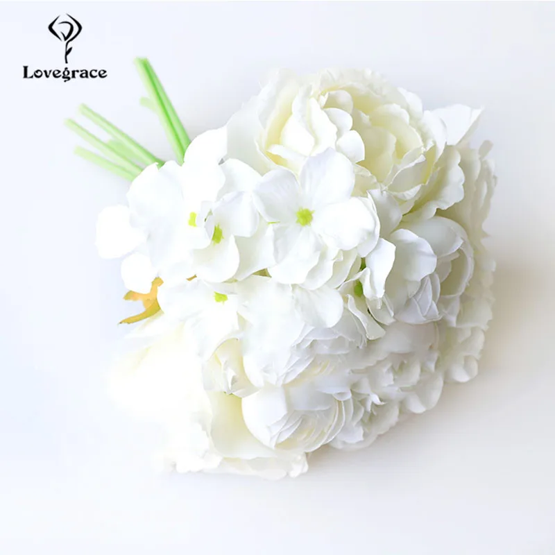 wedding bouquet roses peony artificial flowers  (23)