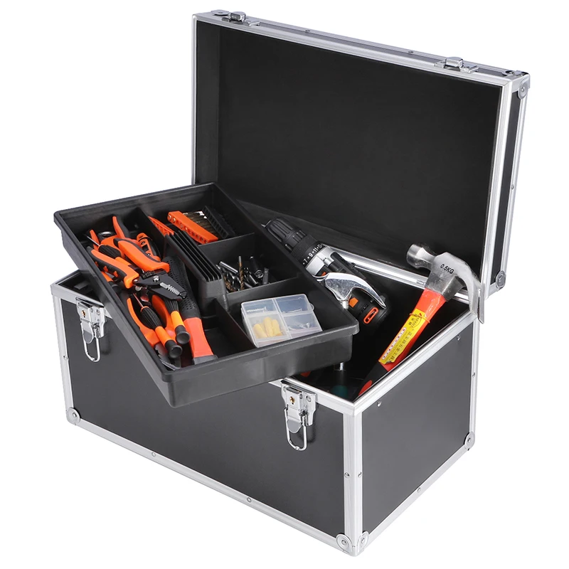 

heavy duty Aluminium Storage utility Briefcase Carrying Hand Tools Lock Cosmetic Case Accessories Organizer light weight box