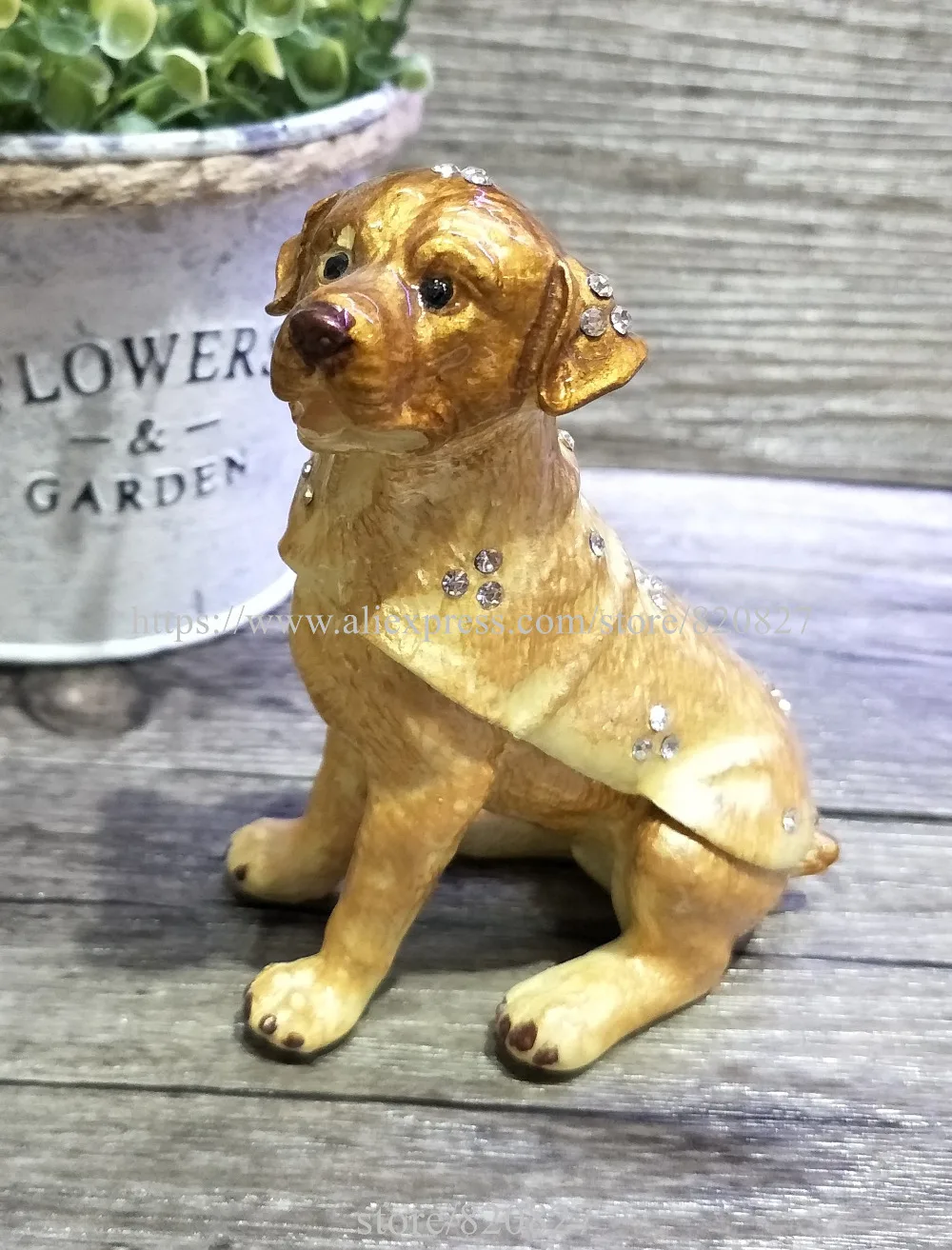 2018 Golden Dog TRINKET BOX Puppy Dog Figurine Rhinestone Enamel Dog Trinket Hinged Gift Jewelry Box Newest Dog Trinket newest jewelry box for necklace and ring bracelet stud earring storage organizer gift packaging box case шкатулка для украшений