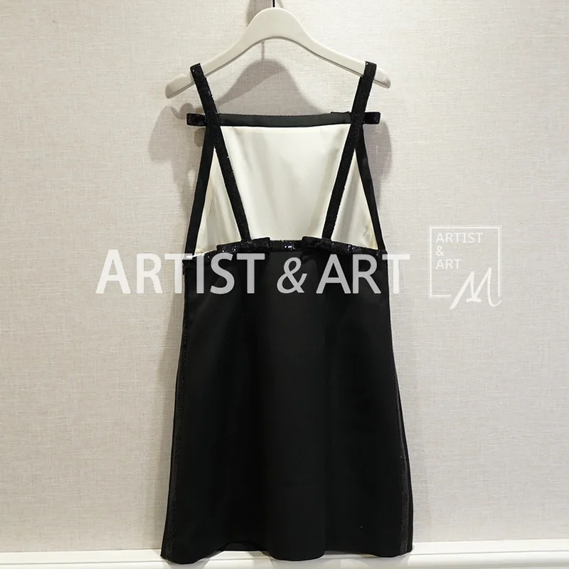 Petites Robes Noir Broderie Parti Mini De Svoryxiu Arc Robe Up Sexy Piste Courroie Femmes Luxe Sequin Gaine Dos Nu ON08nvmw