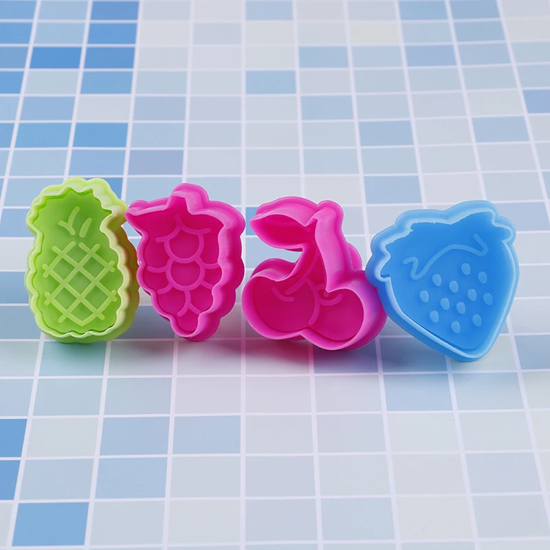 

4 Pieces Plastic Fruit Series Bakeware Strawberry Grape Cherry Pineapple Shapes Cookie Cutters Cake Fondant Biscuit Mold