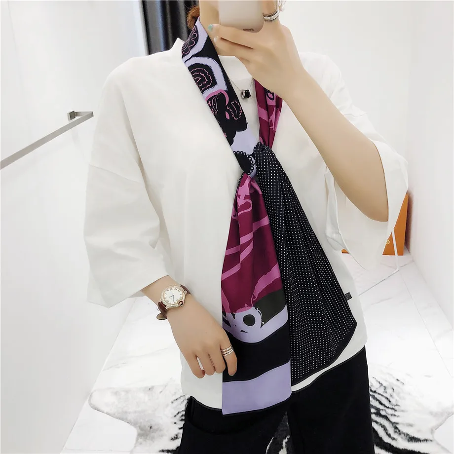 160cm Luxury Brand New Design Tassels Chain Twill Scarf Double-deck Women Scarf Head Silk Scarves Wraps Neckerchief For Ladies