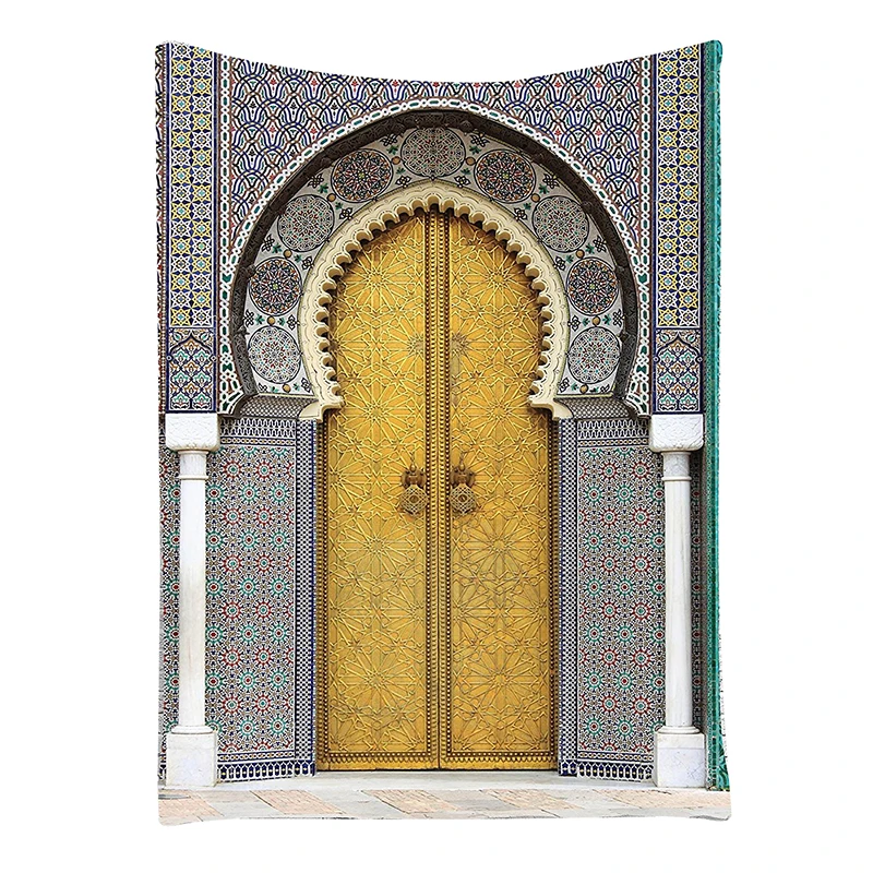 

Arabian Decor Collection Golden Door of Royal Palace in Fes Morocco Vintage Moroccan Artwork Picture Bedroom Living Room Dor