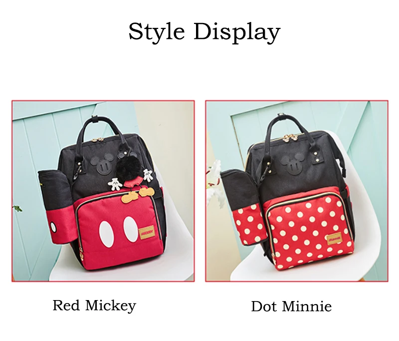 Disney Минни Микки классический стиль изоляционные сумки Мумия материнства подгузник мешок большой емкости Детская сумка путешествия рюкзак