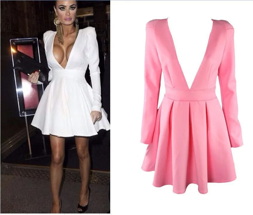 Long Sleeves Pleated Cocktail Dress