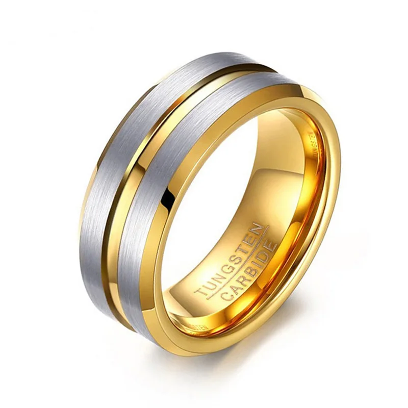

Tungsten Carbide Men Rings Silver Gold Line Luxury Simple Classics Unique for Boyfriend Fashion Jewelry Birthday Gift Wholesale