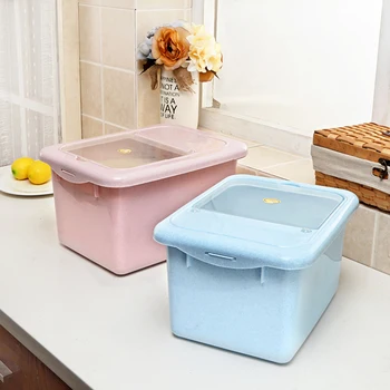 

Rice Storage Container Kitchen Plastic Moisture Proof Mildew Proof Rice Grain Dry Food Storage Bin Case Size L (Pink)