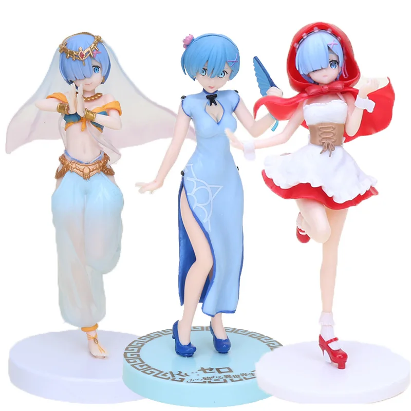 

Anime Cartoon Re:Life In A Different World From Zero Rem Ram Cheongsam Red Hood Arabic Ver. Action Figure PVC toys