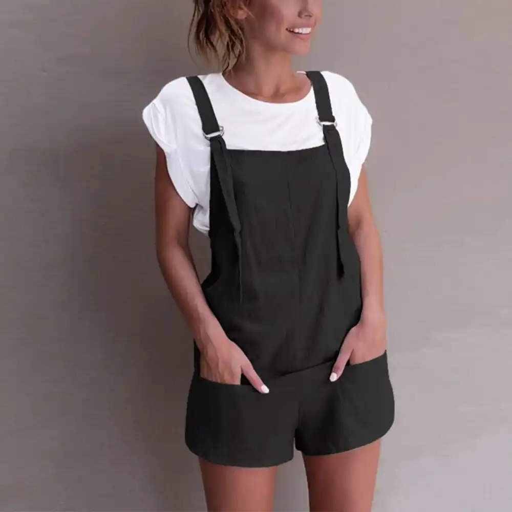 linen overall shorts