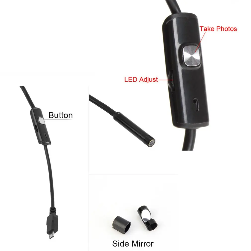 1 шт. USB эндоскоп камера HD 480P 2 м водонепроницаемый 110A мягкий кабель 7 мм 6 светодиодный бороскоп камера для Android ПК эндоскоп распродажа