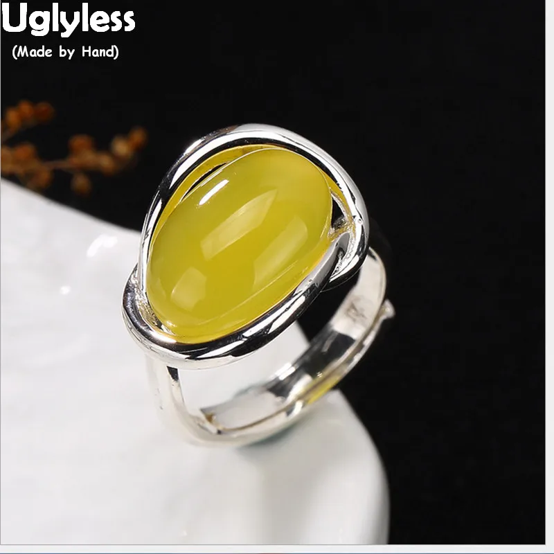 Uglyless S 925 пробы Серебряный Натуральный халцедон женское кольцо роскошный