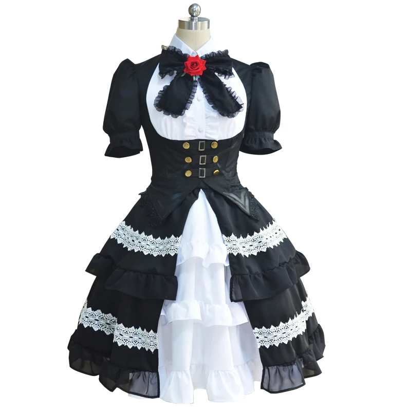 

Free shipping Anime DATE A LIVE Cos Halloween Tokisaki Kurumi Cosplay female Girls Gothic Lolita Palace Dress Cosplay Costume