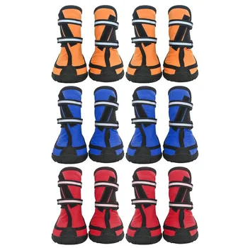 

Outdoor Dog Shoes Pet Waterproof Antiskid Durable Shoes Pets Soft Warm Paw Protectors Soles for Small to Large Dogs 4 Pcs Set