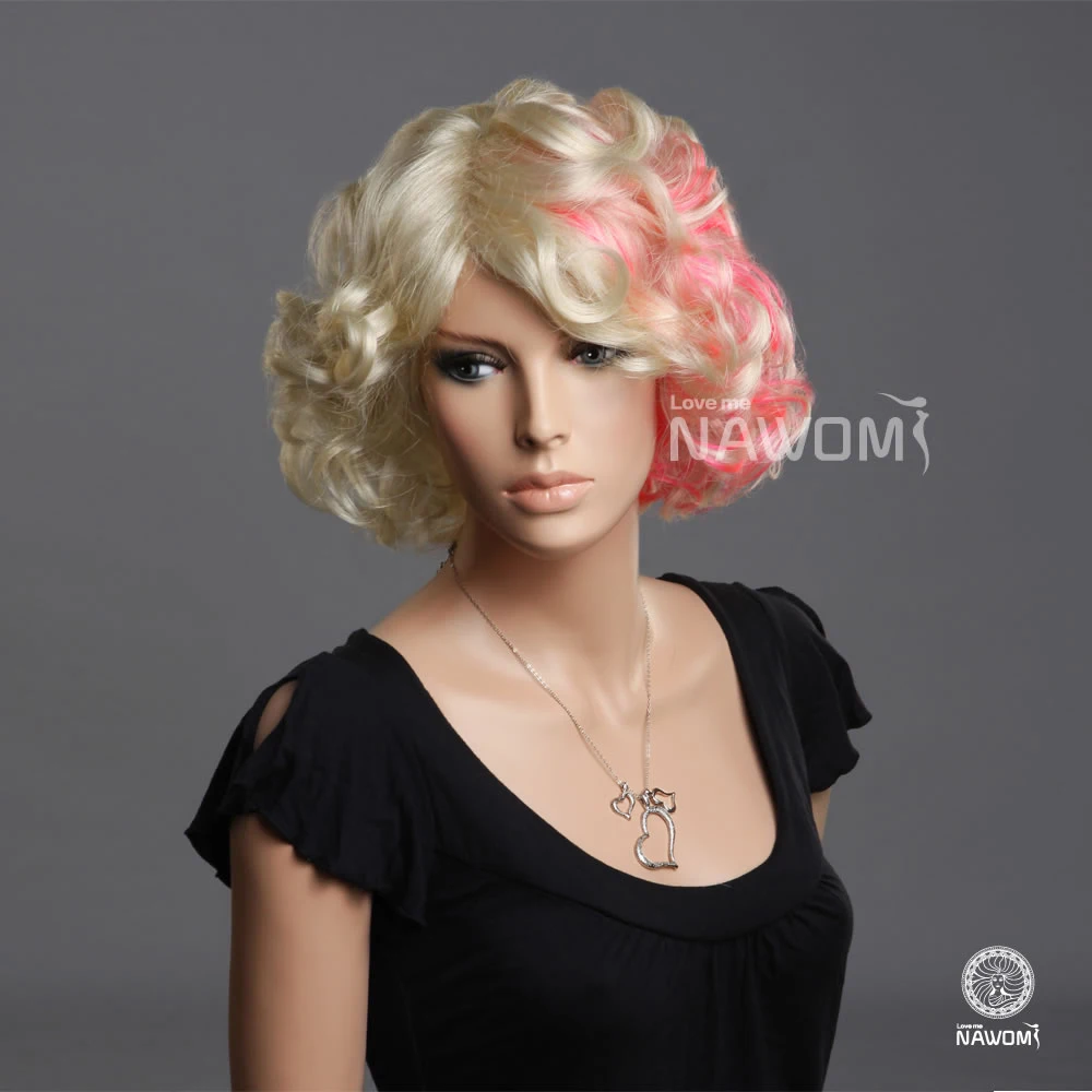 Women Blonde Color Wigs Short Hair Styles Curly Gold Roots With