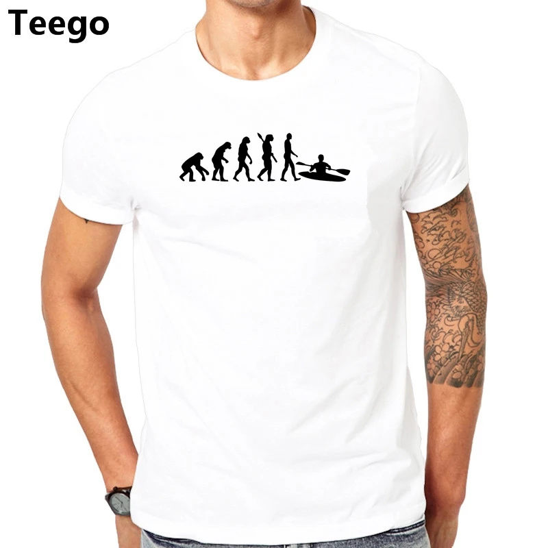 

Evolution Kayak T-SHIRT Canoe Canoeing Kayaking Paddle Oar Funny Birthday Gift Short Sleeves New T Shirt Men Clothing