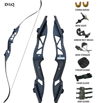 

Archery Recurve Bow Arrows Hunting Set 30-50lbs for Shooting Target Practice Sport Aluminum Alloy Right Hand Takedown Long Bow