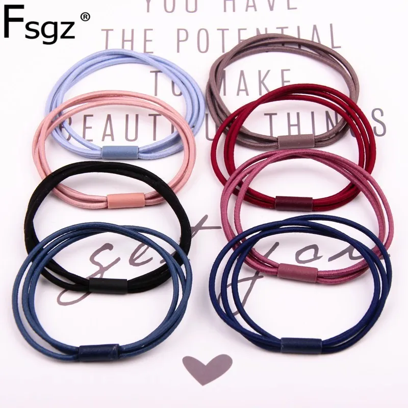 

Three Strands Of Hair Bands Basic Concise Solid Hair Ropes High Elastic Rubber Bands For Women Hair Ties Accessories 2 PCS/LOT