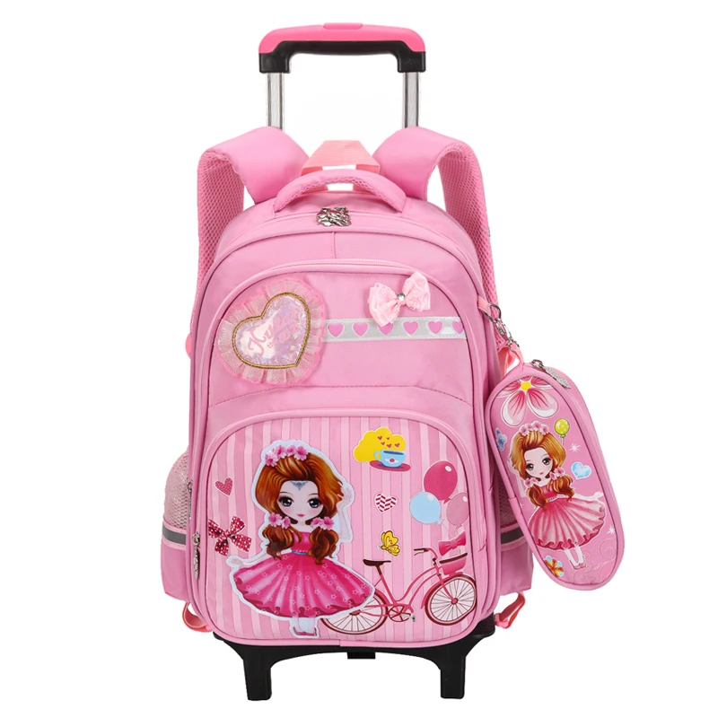 Новая детская сумка для путешествий с мультяшным рисунком на колесиках koffer Сумка На Колесиках студенческий рюкзак милые чемоданы розовая сумка для девочек