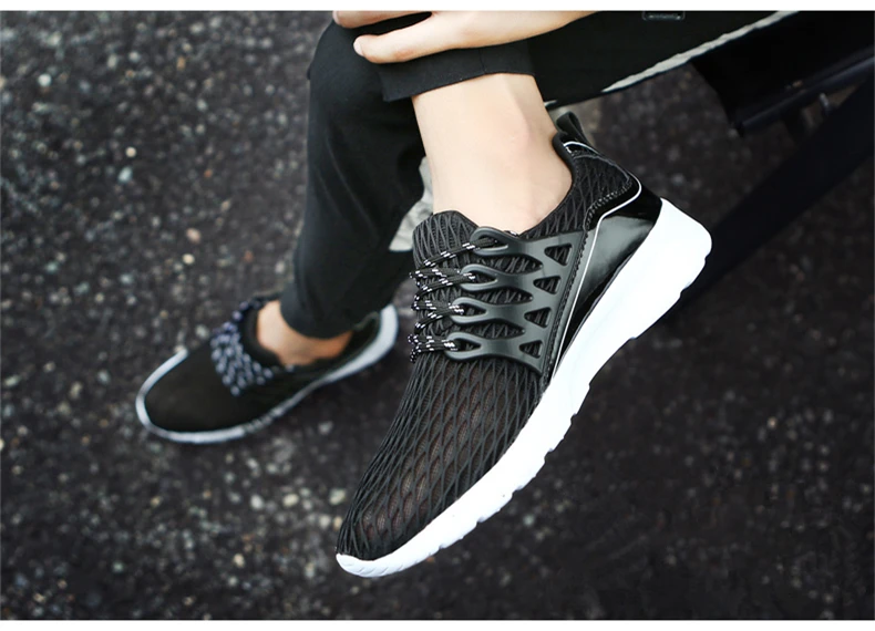 DESERT RAM Brand 2018 Fashion Shoes Men Fabric Air Mesh Casual Tenis Sneakers High Top Summer Breathable Black White Mens Shoe (9)