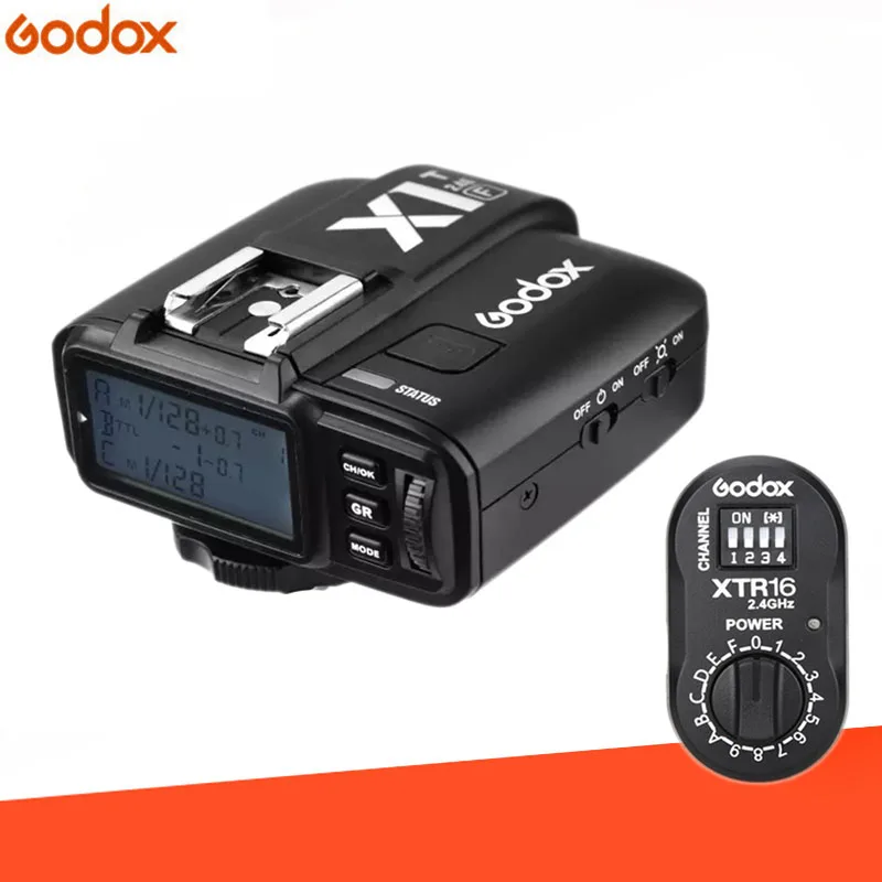 

Godox XTR-16 Wireless 2.4G Power Control Flash Receivers + X1T-N/C/S/F/O TTL Transmitter for Canon Sony Nikon Fuji AD180 AD360