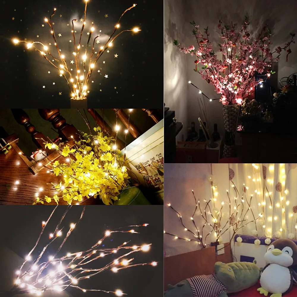 Top Sale Led Willow Branch Lamp Christmas Vase Floral Lights 20