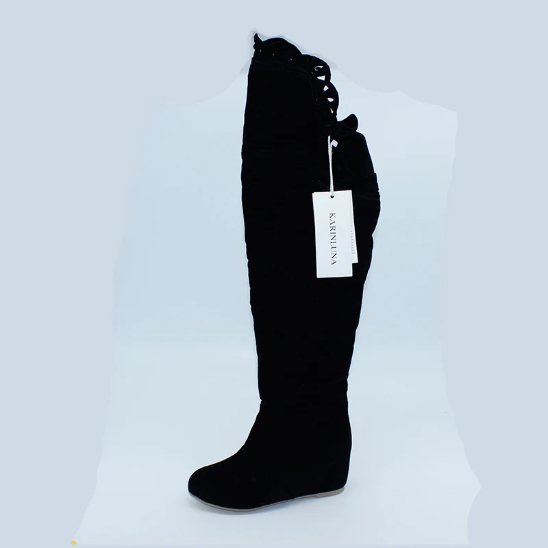 KARINLUNA/Большие размеры 34-43; модные вечерние и зимние сапоги на платформе и высоком каблуке женские ботфорты женская обувь