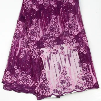 

2019 Latest Nigerian Laces Fabrics High Quality African Laces Fabric For Wedding Dress French Tulle Lace With Sequins