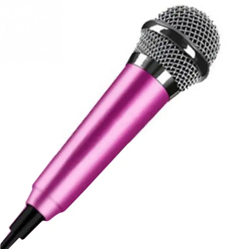 Портативный 3,5 мм стерео Студийный микрофон KTV Караоке мини ручной микрофон для сотового телефона ноутбука ПК настольный 5,5 см* 1,8 см маленький размер#7 - Цвет: Rose Red