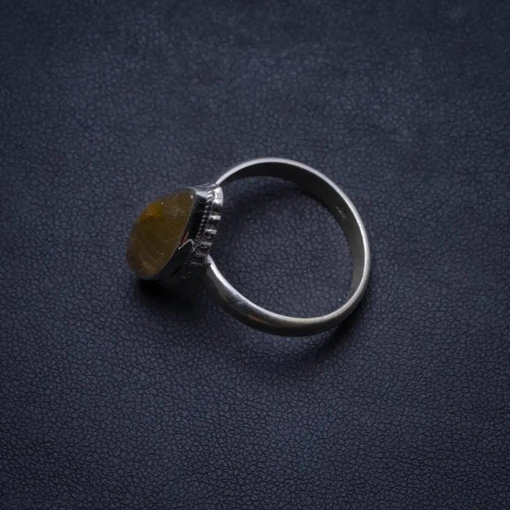

Natural Rutilated Quartz Handmade Unique 925 Sterling Silver Ring, US size 11 X1845
